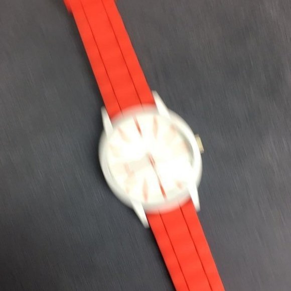 Silicone Watch Orange Red White Ladies Mens Unisex 80s Retro Costume Prop - Picture 3 of 7
